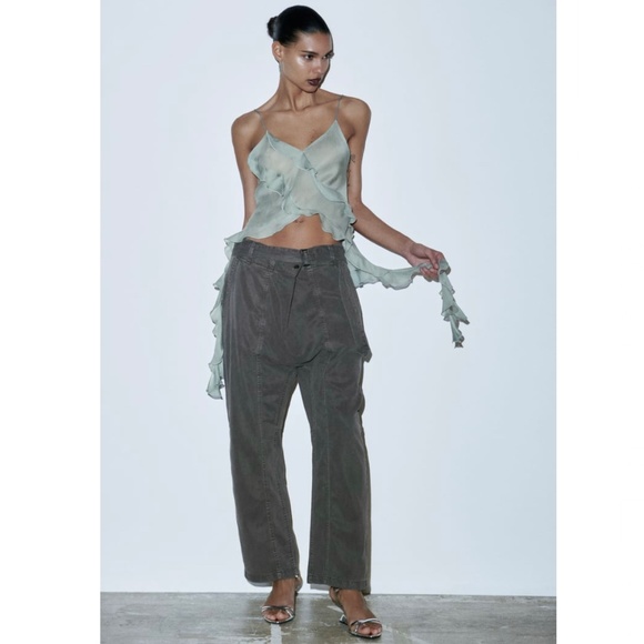 Zara SEMI-SHEER TANK BLOUSE - Picture 1 of 15